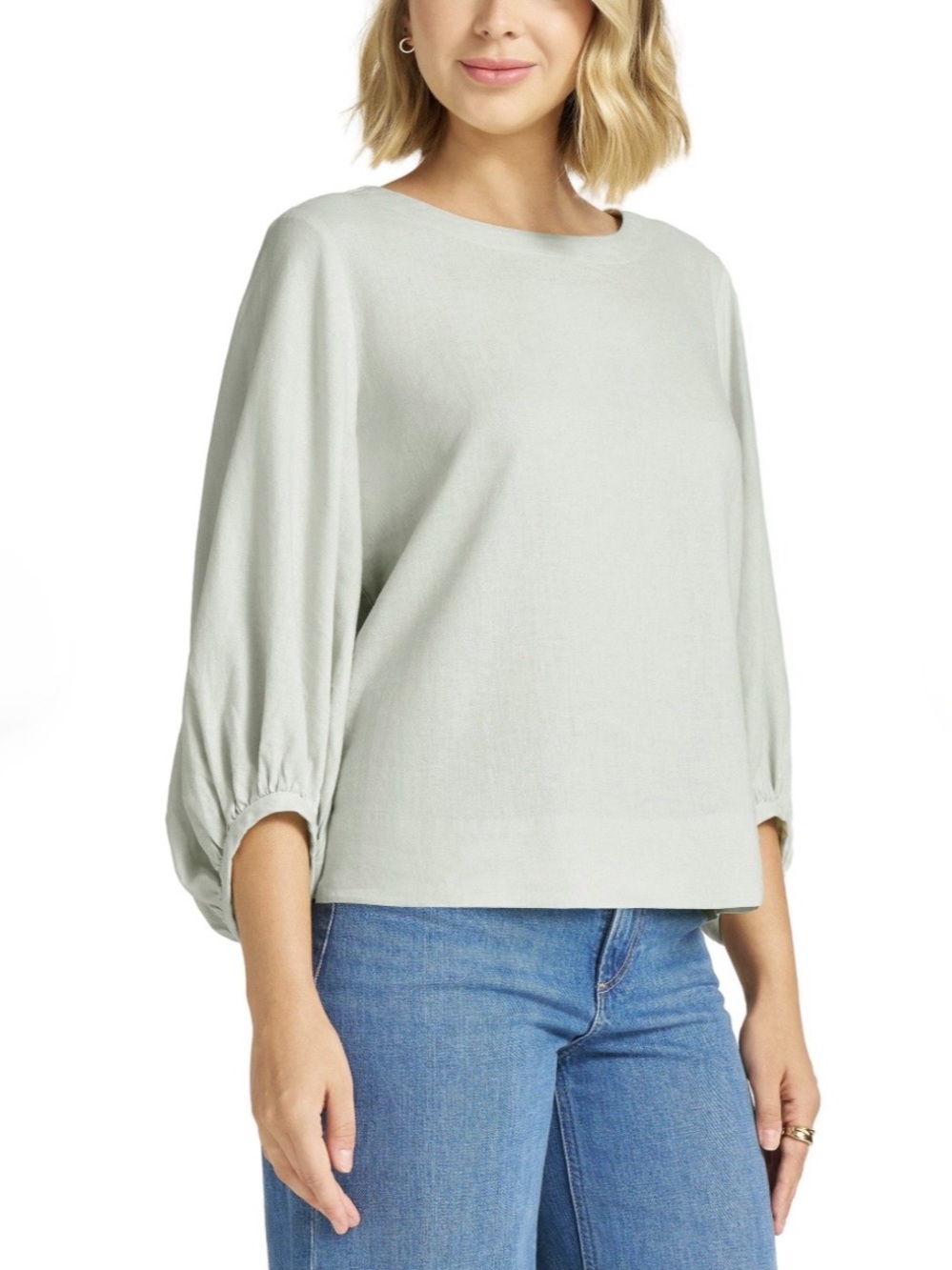 Matty Women's Medium Green Mint Linen Blend Top